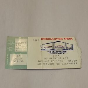 Vintage Concert Ticket Brendan Byrne Arena